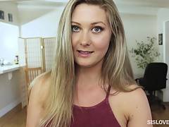 Pretty blonde teen brings a fantasy with her stepbrother to fruition