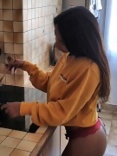 Latika Jha - Asian / Indian Teen with Huge Boobs Gettin Fucked in her Kitchen / Amateur / LJ_015
